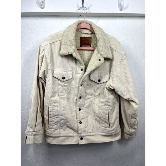 LEVI'S EX BOYFRIEND SHEPRA LINED CORDUROY WOMENS JACKET SIZE XS - Picture 1 of 4